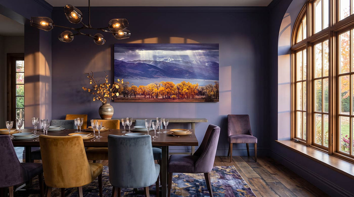 Colorado mountain Fall Colors wall art displayed in a dining room