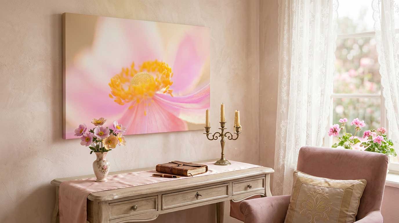 Romantic art print of white flower