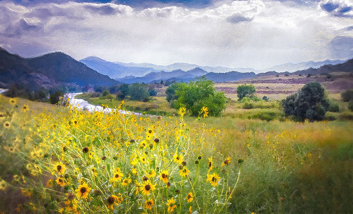 Sunflower Mountain Valley - Canvas Print, Oil Painting, Wall Art