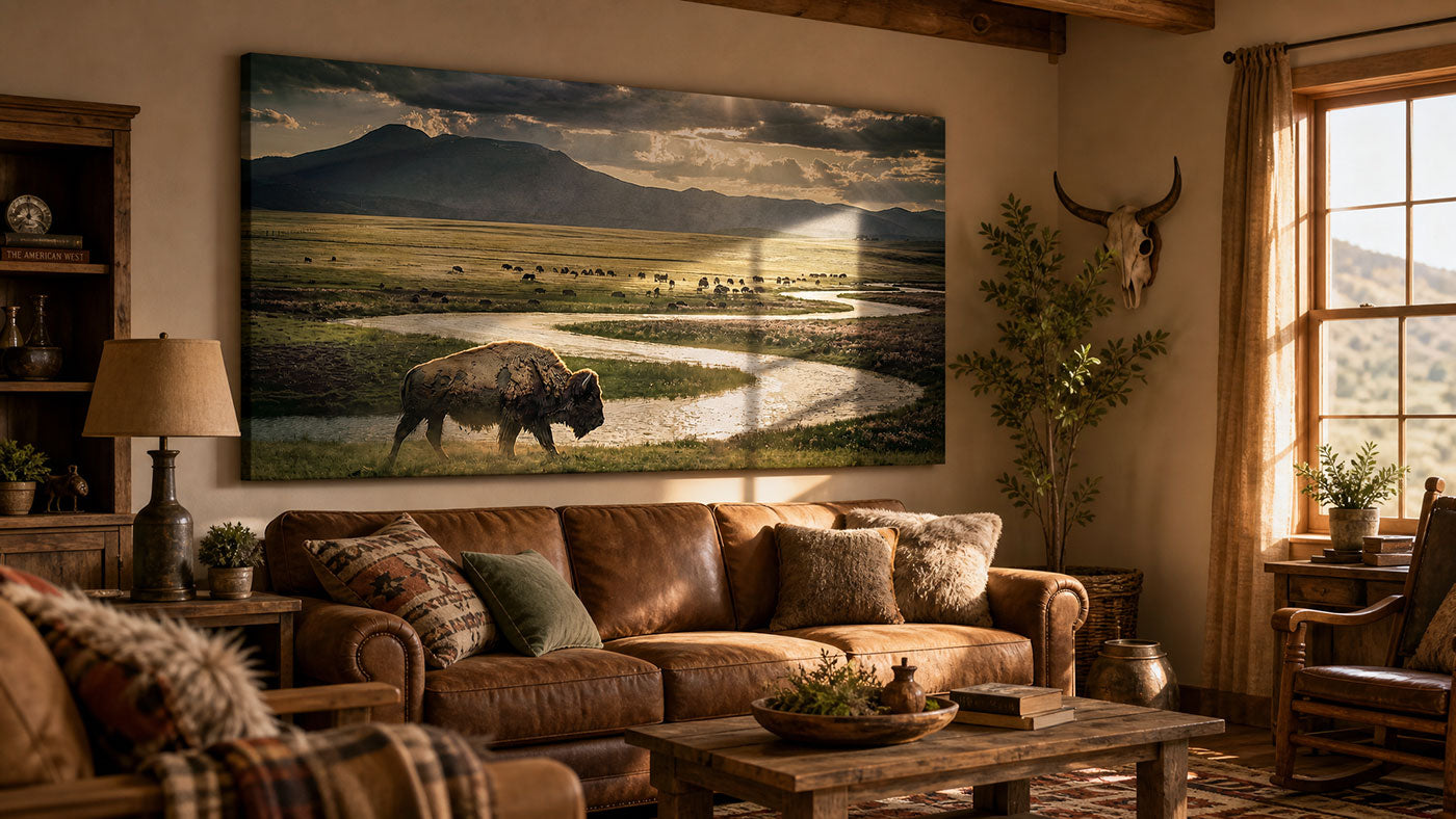 American Buffalo Wall Art – Mountain Prairie Canvas Print