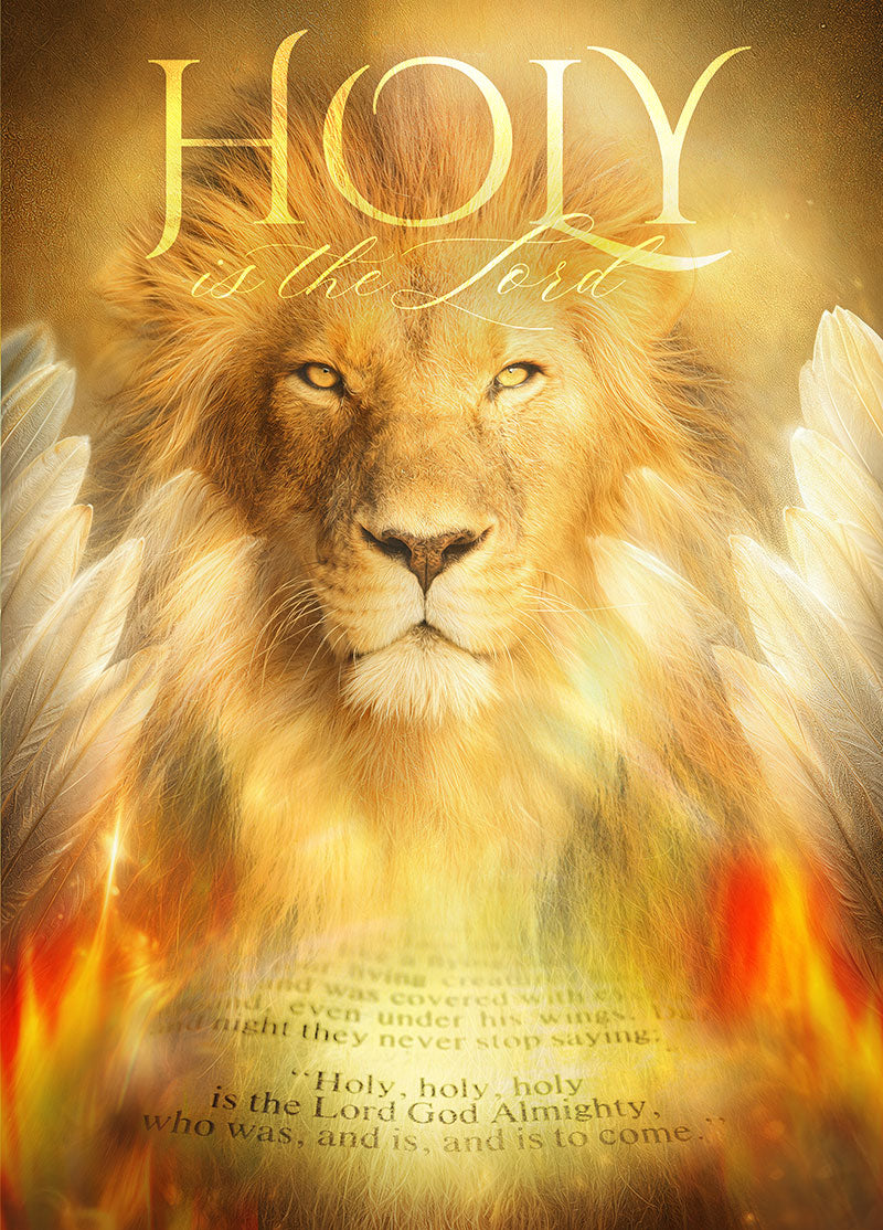Holy Is the Lord – Lion of Judah Christian Wall Art with Revelation Scripture