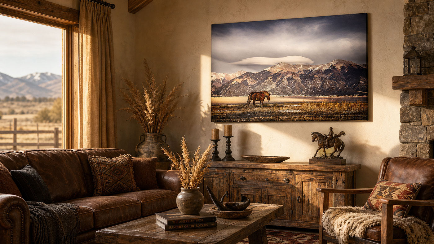 Lone Horse Mountain Valley Wall Art for Western Interiors