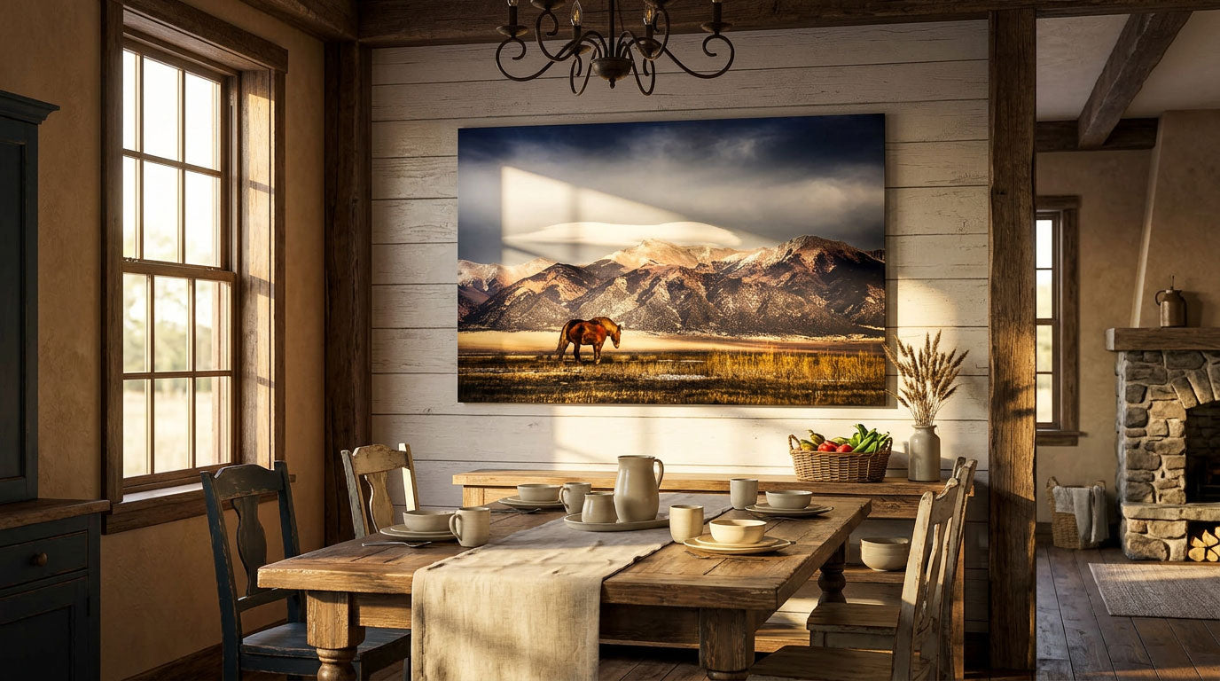 Lone Horse Mountain Valley Wall Art for Farm Interiors