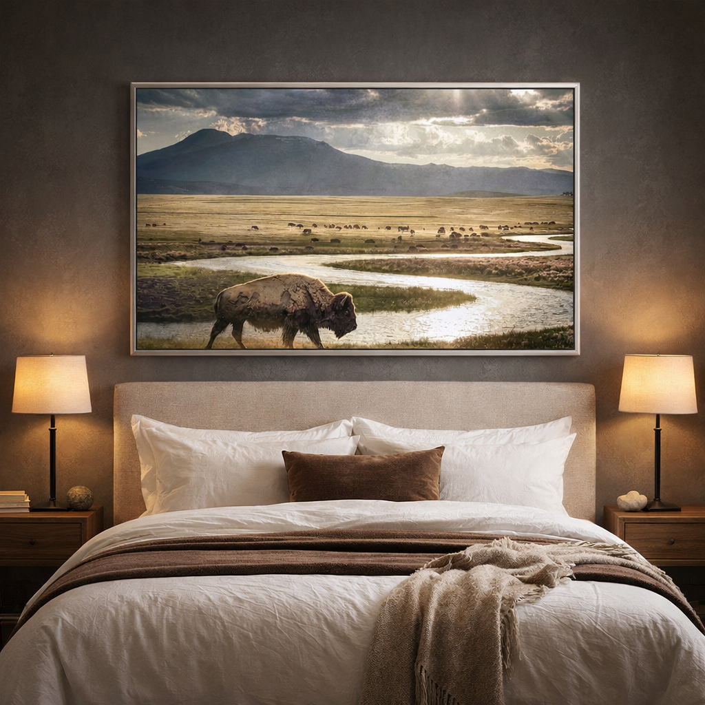 American Buffalo Wall Art – Western Prairie Canvas Print