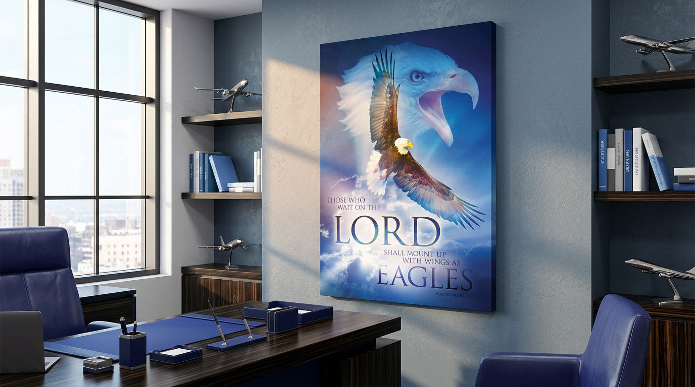 On Eagles Wings Isaiah 40:1 Bible Verse Christian Wall Art Print - Pastor