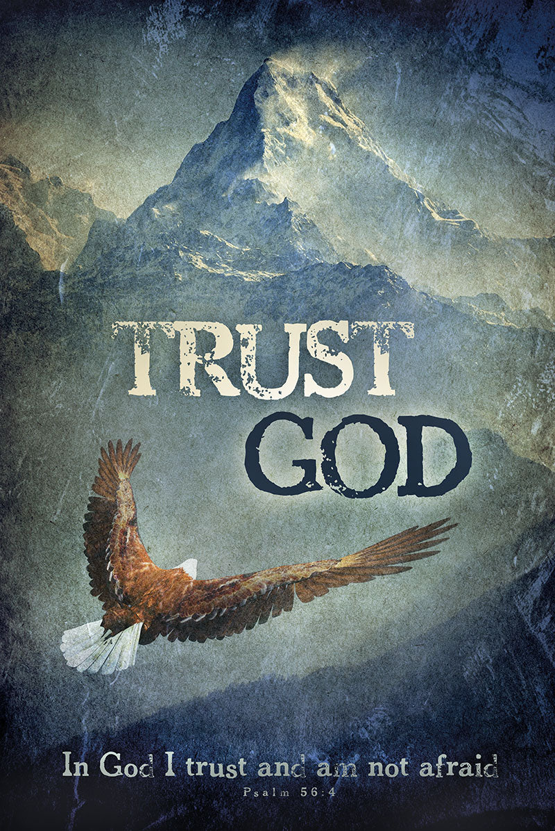 Trust in God Mountain Eagle Christian Wall Art – Psalm Faith & Courage Scripture Print