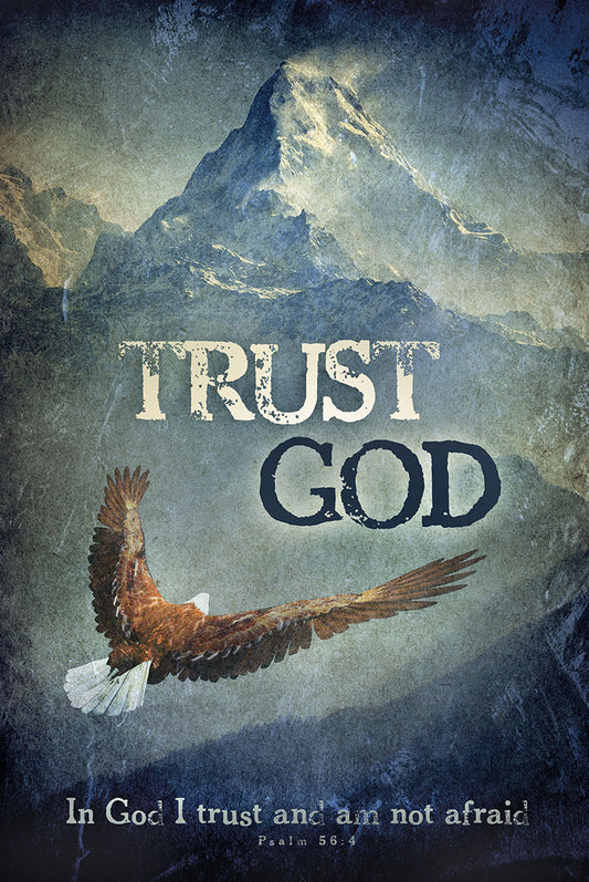Trust in God Mountain Eagle Christian Wall Art – Psalm Faith &amp; Courage Scripture Print