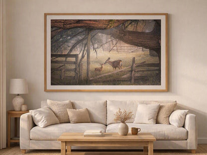 Deer and Fawn Wall Art – Tender Rustic Wildlife Photography Print