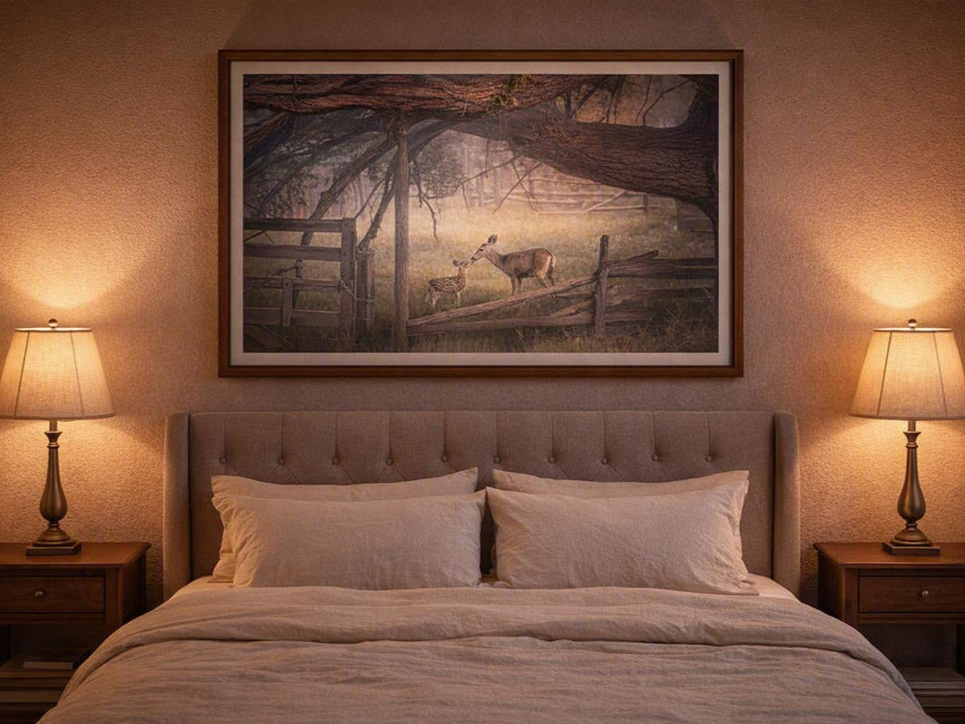 Deer and Fawn Wall Art – Tender Rustic Wildlife Photography Print