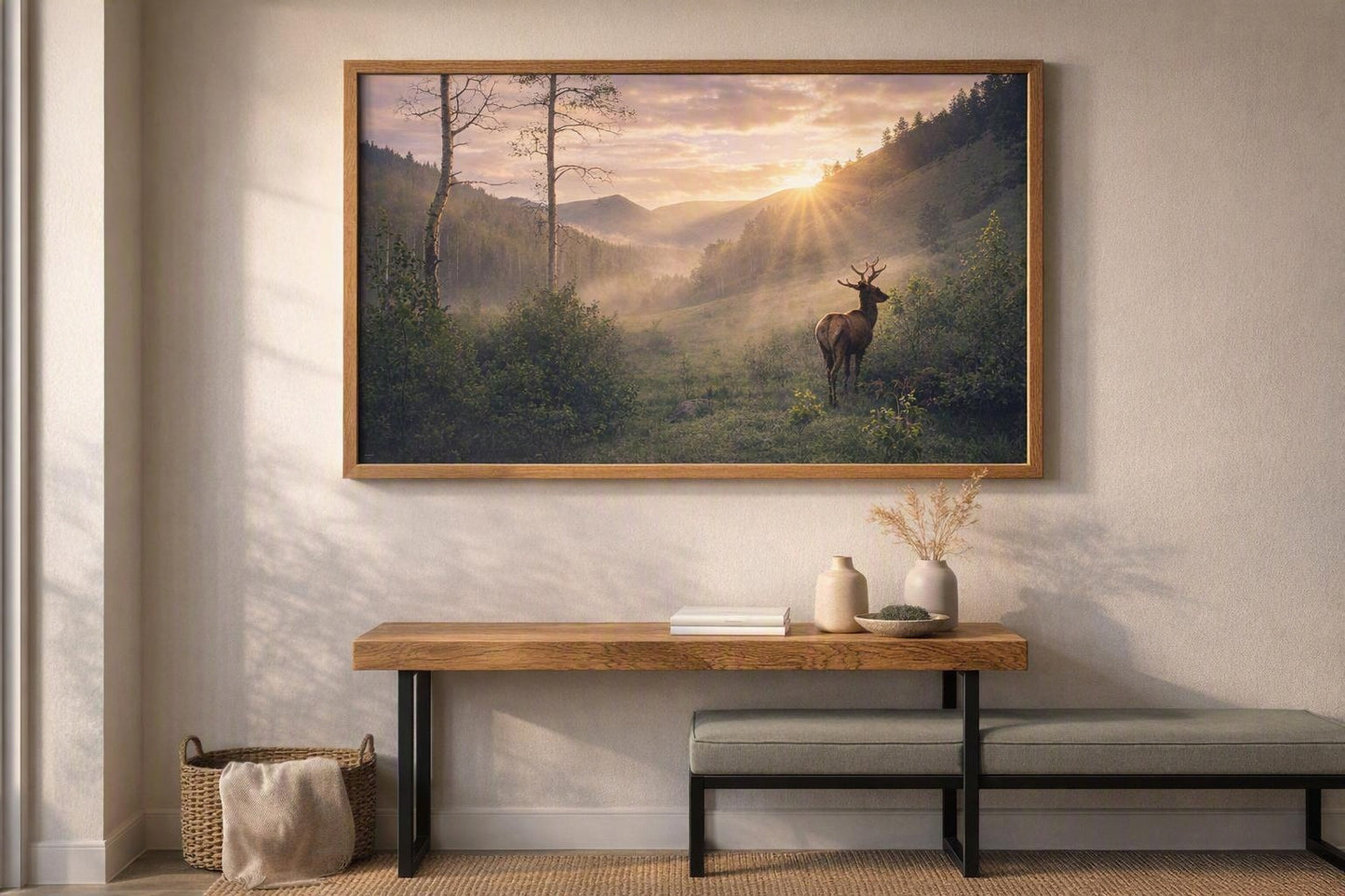 Deer in Mountain Meadow Wall Art – Golden Valley Wildlife Photography Print