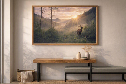Deer in Mountain Meadow Wall Art – Golden Valley Wildlife Photography Print