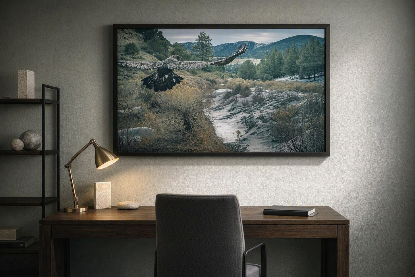 Eagle in Flight Wall Art – Snowy Mountain Wilderness Photography Print