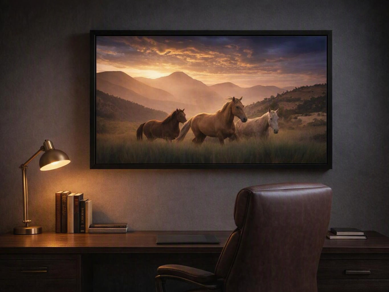 Horse Herd Wall Art – Mountain Sunset Equestrian Photography Print