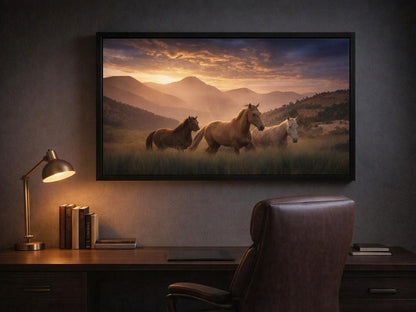 Horse Herd Wall Art – Mountain Sunset Equestrian Photography Print