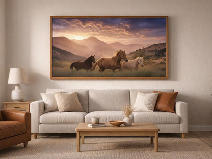 Horse Herd Wall Art – Mountain Sunset Equestrian Photography Print