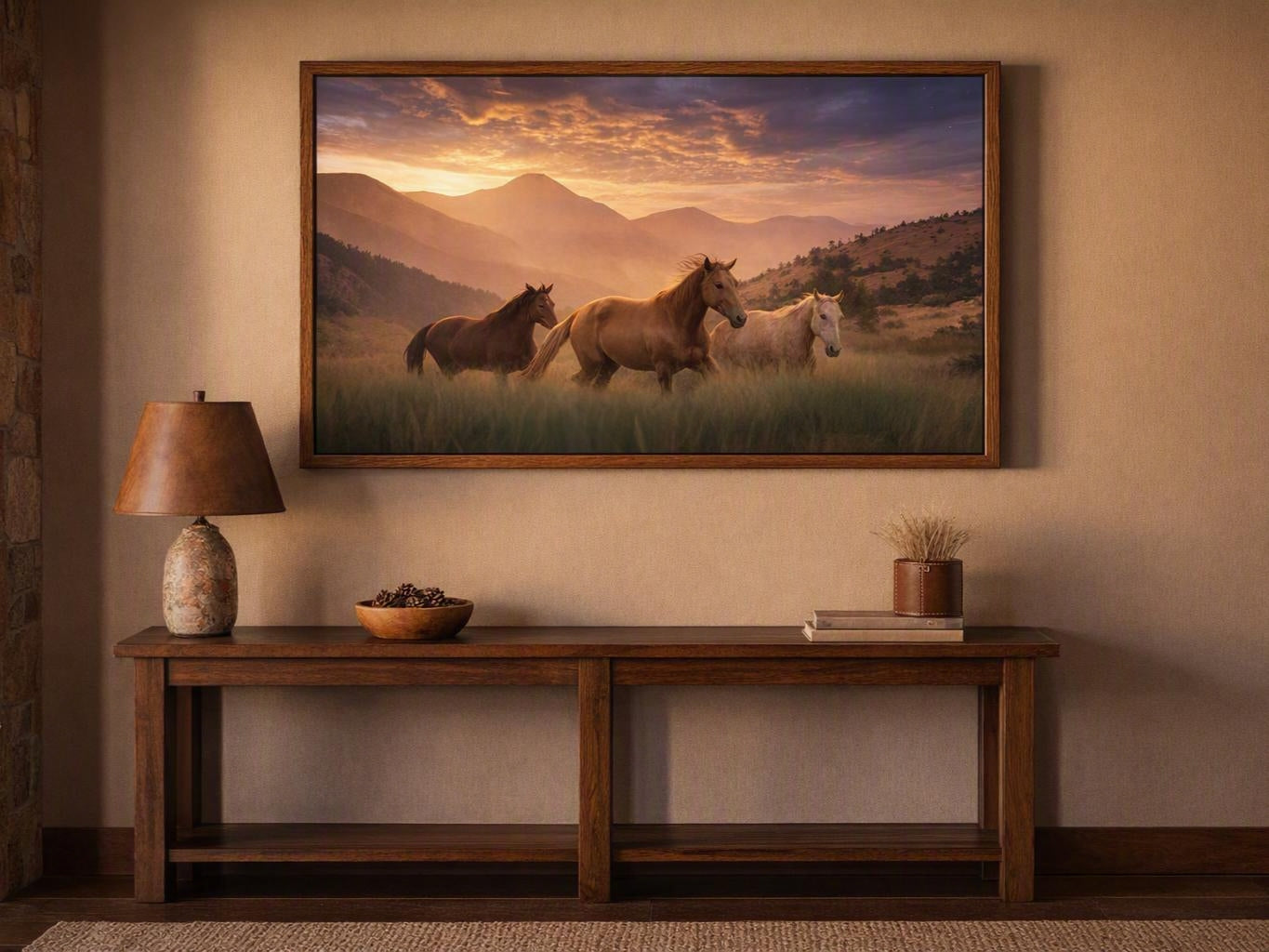 Horse Herd Wall Art – Mountain Sunset Equestrian Photography Print