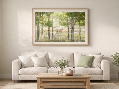 Horse in Forest Wall Art – Sunlit Woodland Photography Print