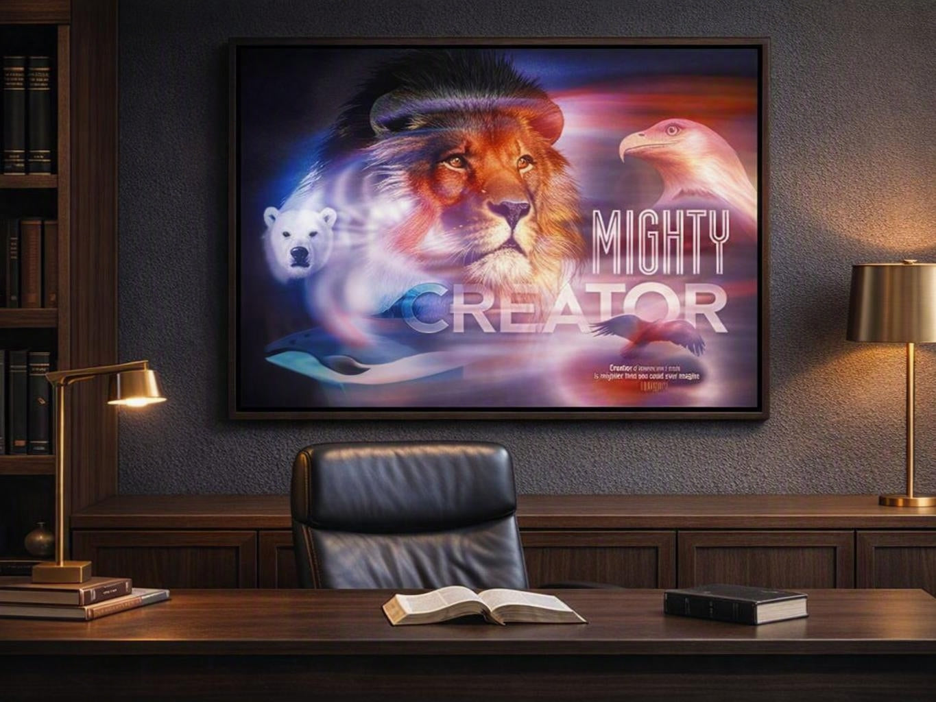 Mighty Creator Wall Art – Christian Lion and Wildlife Print