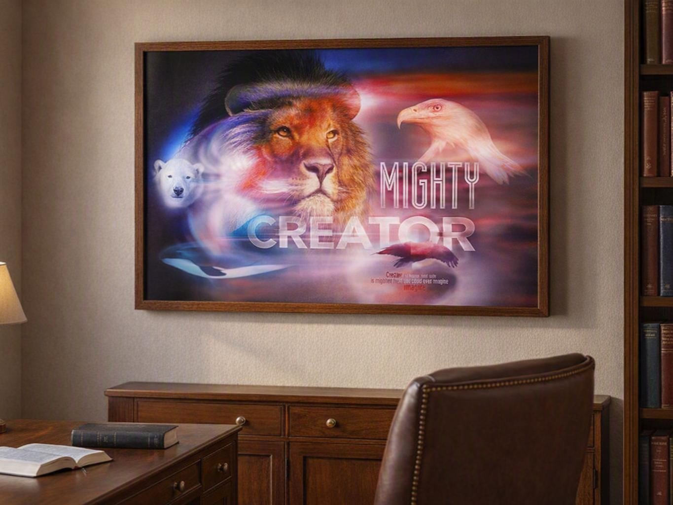 Mighty Creator Wall Art – Christian Lion and Wildlife Print