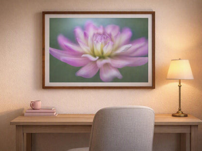 Pink Dahlia Wall Art – Soft-Focus Botanical Photography Print