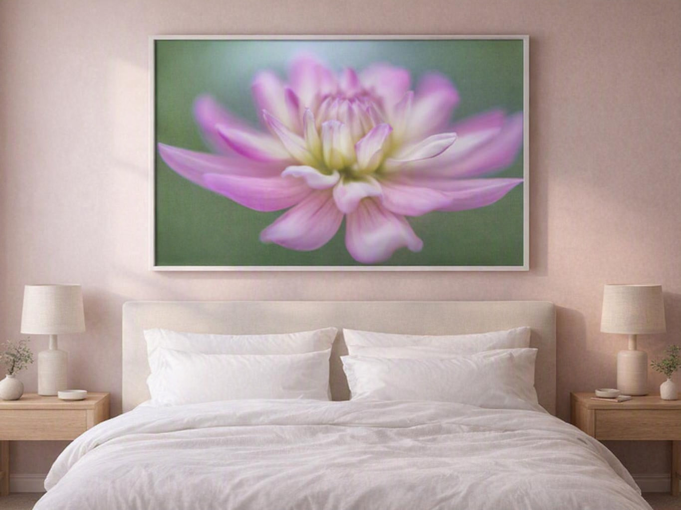 Pink Dahlia Wall Art – Soft-Focus Botanical Photography Print