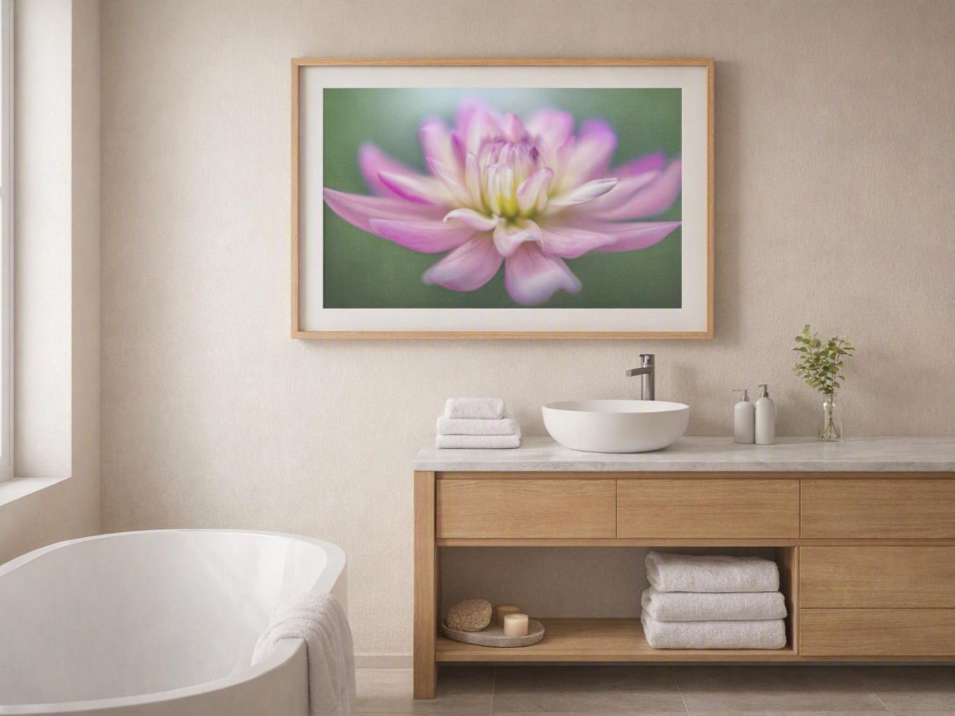 Pink Dahlia Wall Art – Soft-Focus Botanical Photography Print