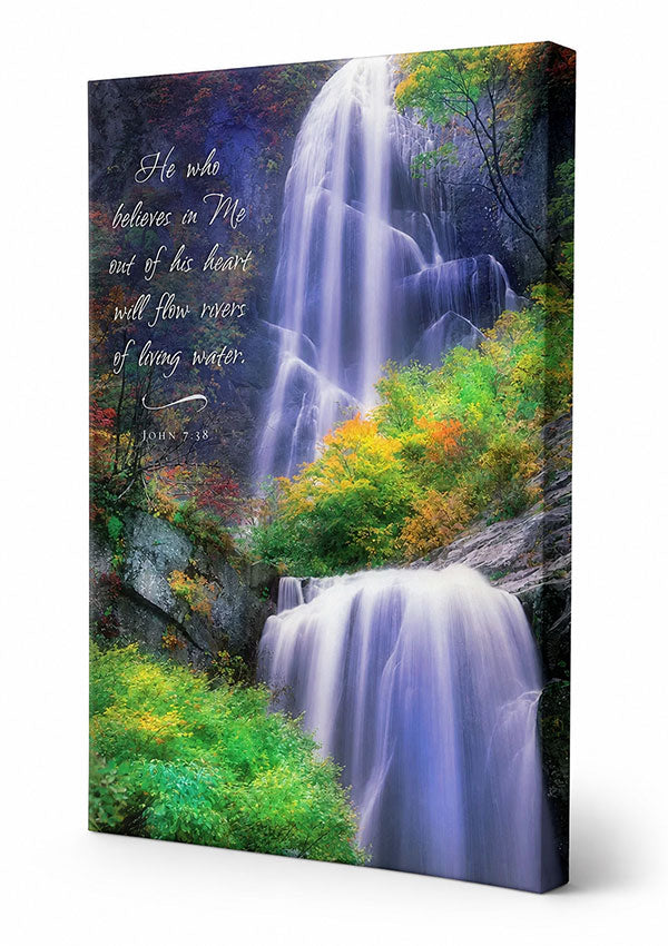 Rivers of living water christian wall art canvas print