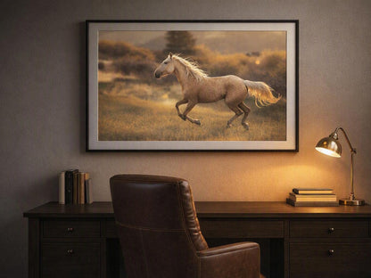 Running Horse Wall Art – Golden Meadow Equestrian Photography Print
