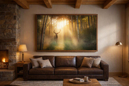 Sunlit Deer Wall Art – Golden Forest Wildlife Photography Print