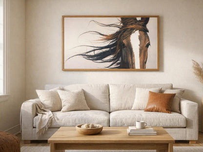 Windblown Horse Wall Art – Equestrian Portrait Photography Print